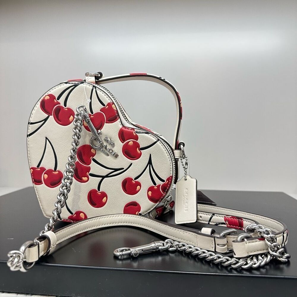 NWT ❤️ Coach Heart Crossbody Bag With Cherry Print CAB06 - Picture 8 of 9